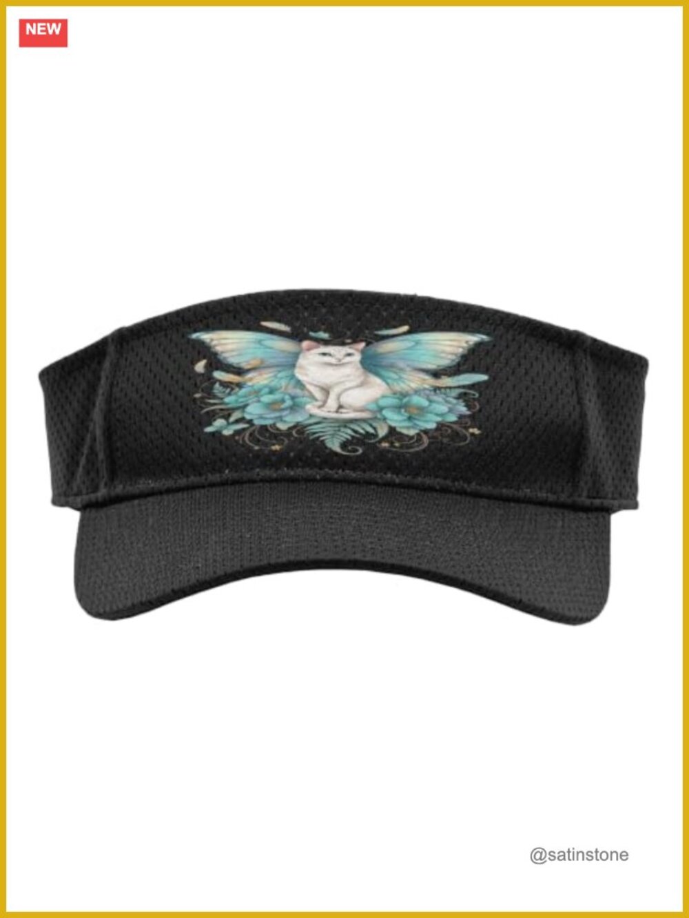 Fairy Cat Butterfly Wings Floral Fantasy Sun Visor Adjustable